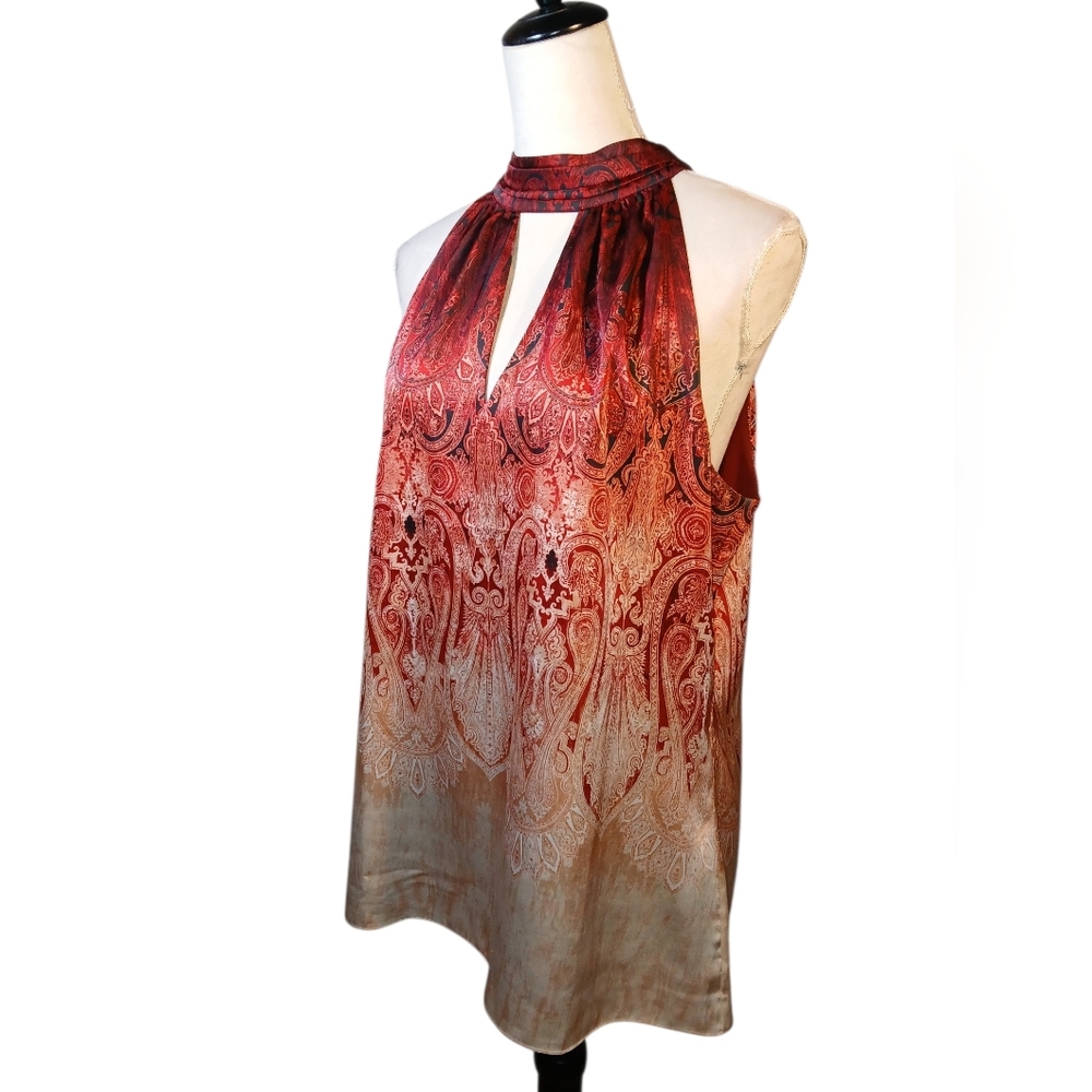 Paisley Ombre Halter Blouse  in Burgundy and Cream - Picture 3 of 10